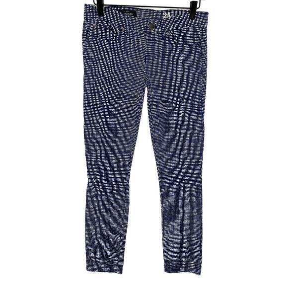 J. Crew Toothpick Straight Leg Pants Blue White Checkered Print Mid Rise 25 - Picture 1 of 13